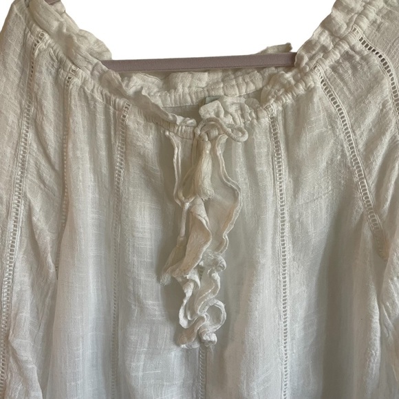 Sundance Artists Ladder White Ruffle Tassel Blouse, Size PS - Picture 3 of 8